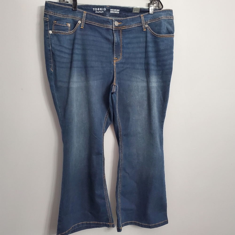 Torrid Women's Blue Jeans Luxe Slim Boot Super Stretch Sz 22 Extra Short Casual